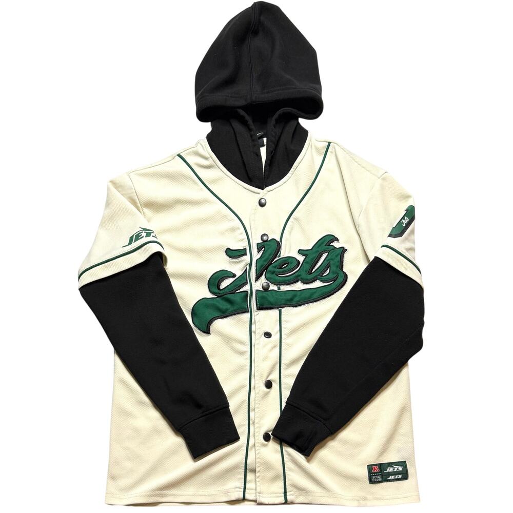 NFL New York Jets throwback baseball jersey hoodie Size Small